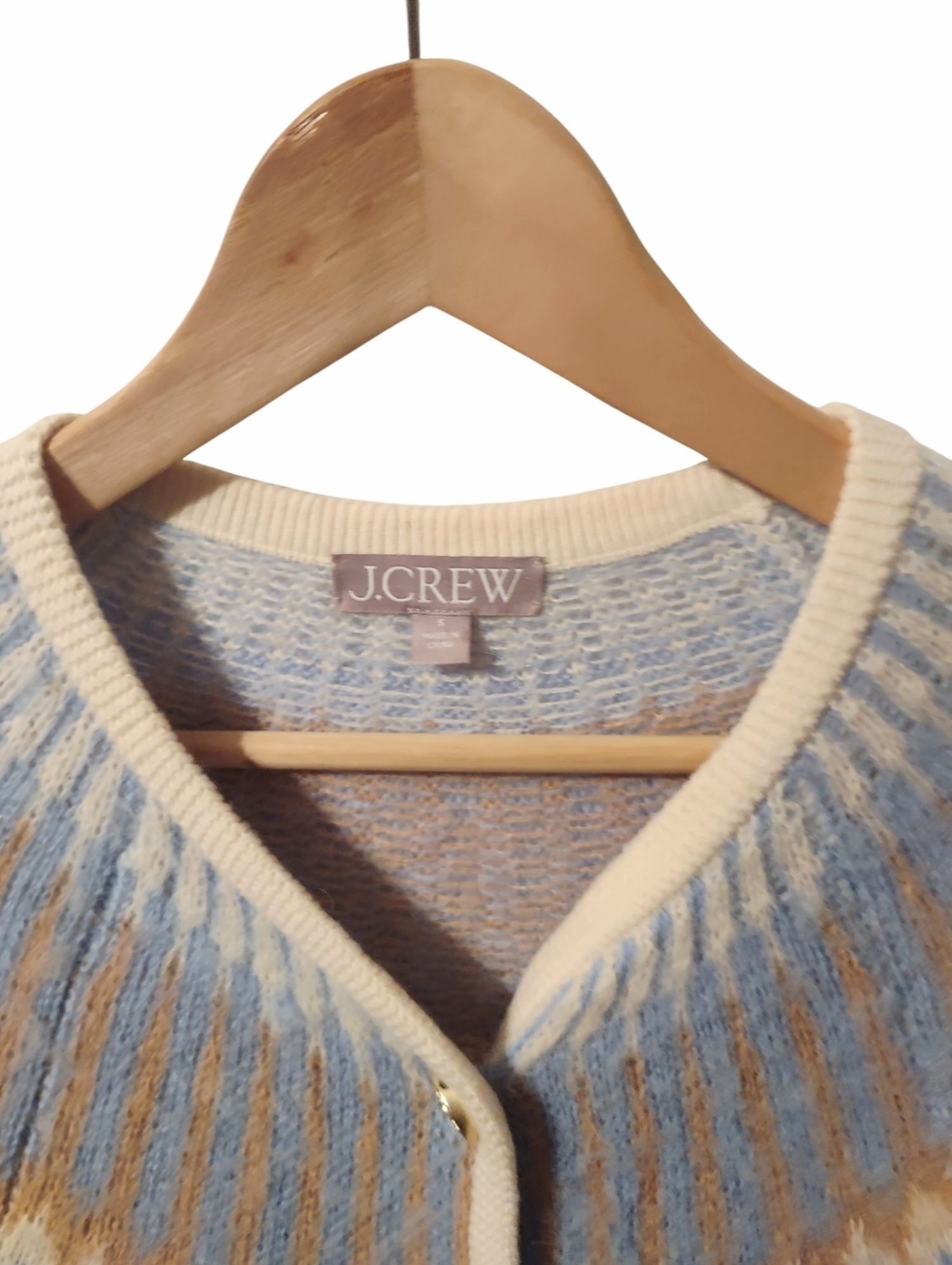 J Crew Alpaca Wool Gold Button Front Cardigan Fair Isle Crewneck Sweater - Picture 4 of 10